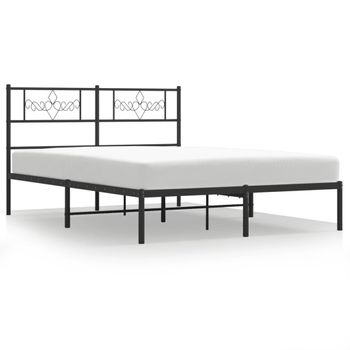 Vidaxl Estructura De Cama Con Cabecero Metal Negro 135x190 Cm