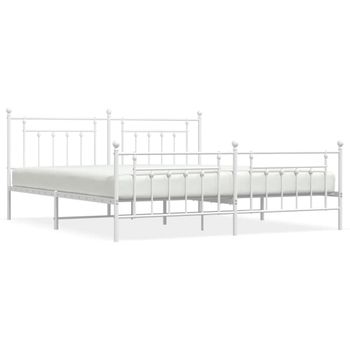 Vidaxl Estructura Cama Metal Con Cabecero Y Pie Cama Blanco 193x203 Cm