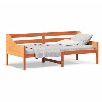 Vidaxl Sofá Cama De Madera Maciza De Pino Marrón Cera 100x200 Cm