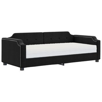 Vidaxl Sofá Cama Con Colchón Tela Negro 100x200 Cm