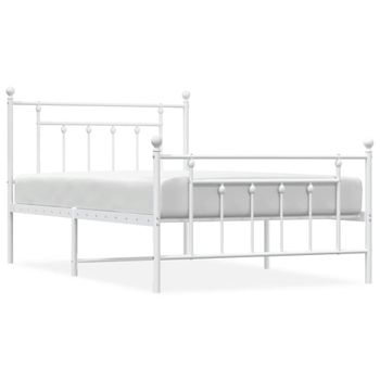 Vidaxl Estructura Cama Metal Con Cabecero Y Pie Cama Blanca 107x203 Cm