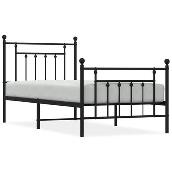 Vidaxl Estructura De Cama Con Cabecero Y Estribo Metal Negro 80x200 Cm