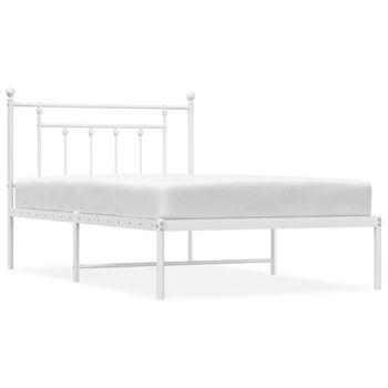 Vidaxl Estructura De Cama De Metal Con Cabecero Blanco 107x203 Cm