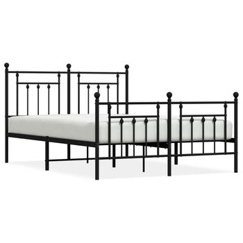 Vidaxl Estructura De Cama Cabecero Y Estribo Metal Negro 140x200 Cm