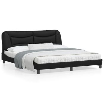 Vidaxl Estructura De Cama Con Luz Led Cuero Sintético Negro 180x200 Cm