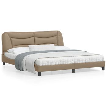 Vidaxl Estructura De Cama Con Luz Led Cuero Pe Capuchino 180x200 Cm Marrón