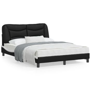 Vidaxl Estructura Cama Con Led Cuero Sintético Negro Blanco 120x200 Cm