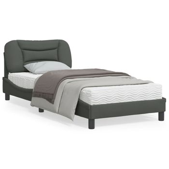 Vidaxl Estructura De Cama Con Luces Led Tela Gris Oscuro 80x200 Cm