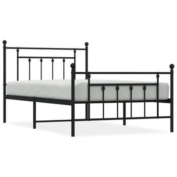 Vidaxl Estructura De Cama Con Cabecero Y Estribo Metal Negro 107x203cm