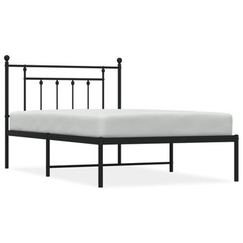 Vidaxl Estructura De Cama Con Cabecero Metal Negro 107x203 Cm