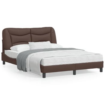 Vidaxl Estructura Cama Con Luces Led Cuero Sintético Marrón 140x190 Cm