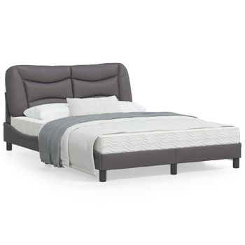 Vidaxl Estructura Cama Con Luces Led Cuero Sintético Gris 120x200 Cm