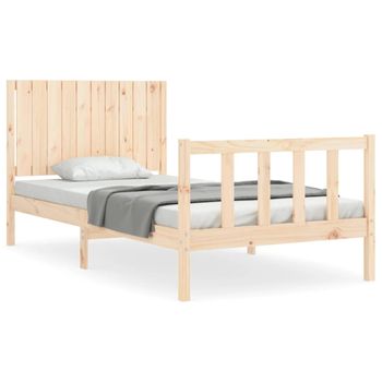 Vidaxl Estructura De Cama Con Cabecero Madera Maciza 100x200 Cm Marrón