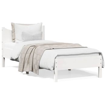 Vidaxl Estructura De Cama Madera Maciza De Pino Blanco 90x190 Cm