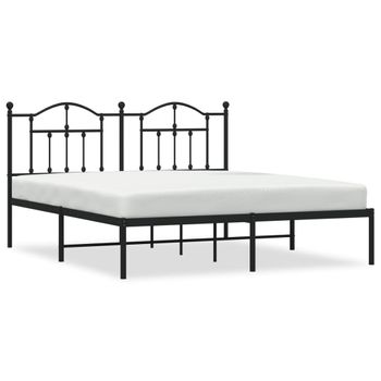 Vidaxl Estructura De Cama Con Cabecero Metal Negro 160x200 Cm