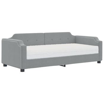 Vidaxl Sofá Cama Con Colchón Tela Gris Claro 90x200 Cm