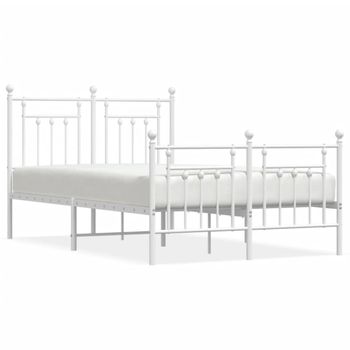 Vidaxl Estructura Cama Metal Con Cabecero Y Estribo Blanco 120x200 Cm