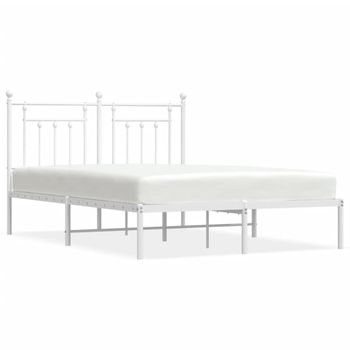 Vidaxl Estructura De Cama Con Cabecero Metal Blanca 140x200 Cm