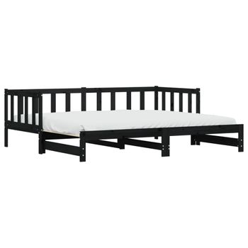 Vidaxl Sofá Cama Nido Madera Maciza De Pino Negro 90x190 Cm