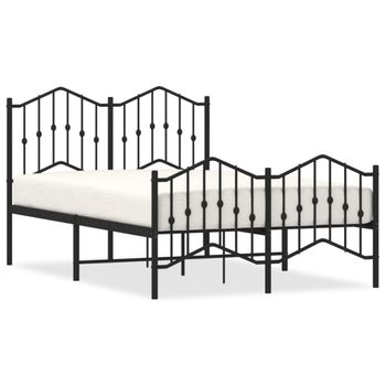 Vidaxl Estructura De Cama Con Cabecero Y Estribo Metal Negro 120x190cm