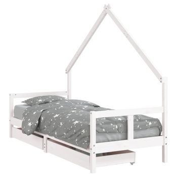 Vidaxl Estructura Cama Niños Con Cajones Madera Pino Blanco 80x200 Cm