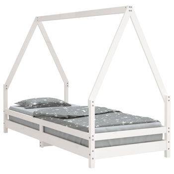 Vidaxl Estructura De Cama Para Niños Madera De Pino Blanco 90x200 Cm