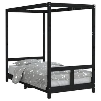 Vidaxl Estructura De Cama Para Niños Madera De Pino Negro 80x160 Cm