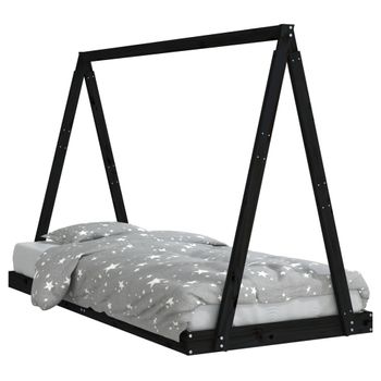 Vidaxl Estructura De Cama Para Niños Madera De Pino Negro 90x200 Cm