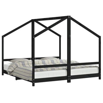 Vidaxl Estructura De Cama De Niños Madera De Pino Negro 2x(90x190) Cm