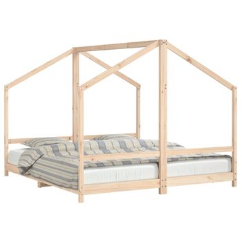 Vidaxl Estructura De Cama De Niños Madera Maciza De Pino 2x(90x200) Cm Marrón