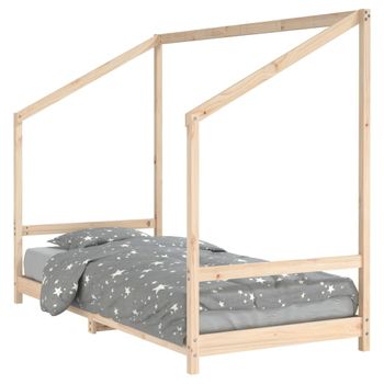 Vidaxl Estructura De Cama Para Niños Madera Maciza De Pino 90x200 Cm Marrón