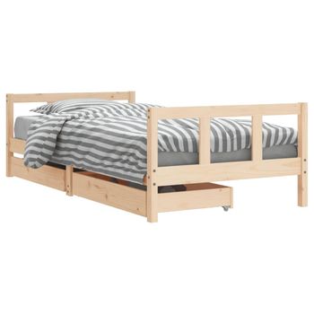 Vidaxl Estructura De Cama Infantil Con Cajones Madera Pino 90x190 Cm Marrón