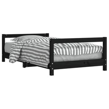 Vidaxl Estructura De Cama Para Niños Madera De Pino Negro 80x160 Cm