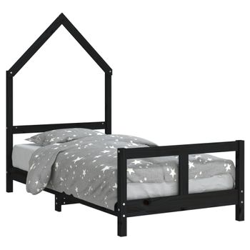 Vidaxl Estructura De Cama Para Niños Madera De Pino Negro 80x160 Cm