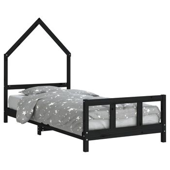 Vidaxl Estructura De Cama Para Niños Madera De Pino Negro 90x190 Cm