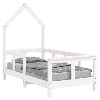 Vidaxl Estructura De Cama Para Niños Madera De Pino Blanco 70x140 Cm