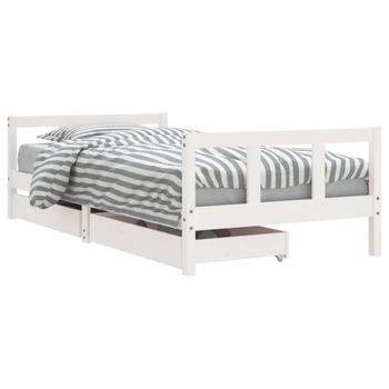 Vidaxl Estructura De Cama Infantil Con Cajones Madera Blanco 90x190 Cm