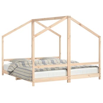 Vidaxl Estructura De Cama De Niños Madera Maciza De Pino 2x(90x160) Cm Marrón