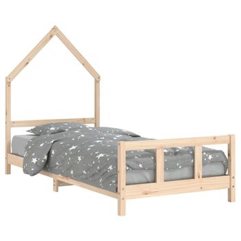 Vidaxl Estructura De Cama Para Niños Madera Maciza De Pino 90x200 Cm Marrón