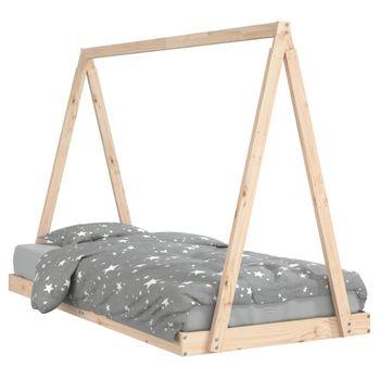 Vidaxl Estructura De Cama Infantil Madera Maciza De Pino 90x190 Cm Marrón