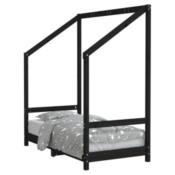 Vidaxl Estructura De Cama Para Niños Madera De Pino Negro 70x140 Cm