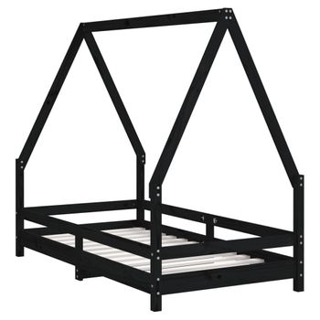 Vidaxl Estructura De Cama Para Niños Madera De Pino Negro 80x160 Cm