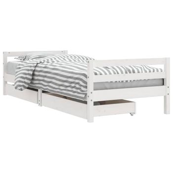 Vidaxl Estructura Cama Niños Con Cajones Madera Pino Blanco 90x200 Cm