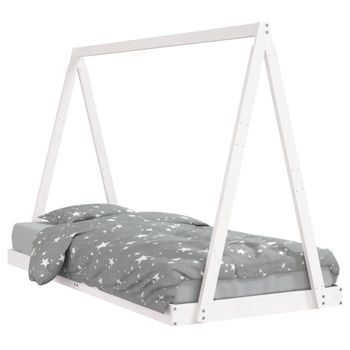 Vidaxl Estructura De Cama Para Niños Madera De Pino Blanco 90x200 Cm