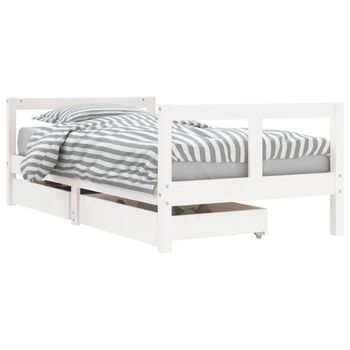 Vidaxl Estructura Cama Infantil Y Cajones Madera Pino Blanco 80x160 Cm