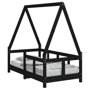 Vidaxl Estructura De Cama Para Niños Madera De Pino Negro 70x140 Cm