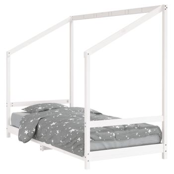 Vidaxl Estructura De Cama Para Niños Madera De Pino Blanco 90x200 Cm