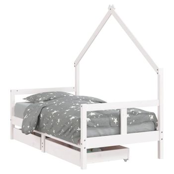 Vidaxl Estructura Cama Infantil Y Cajones Madera Pino Blanco 80x160 Cm