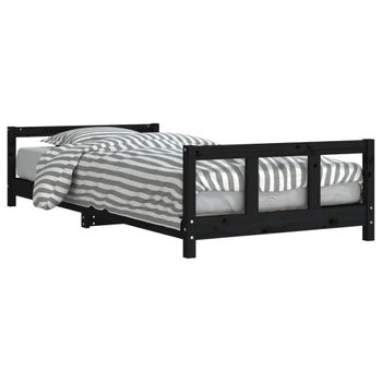 Vidaxl Estructura De Cama Para Niños Madera De Pino Negro 90x200 Cm