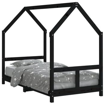 Vidaxl Estructura De Cama Para Niños Madera De Pino Negro 80x160 Cm